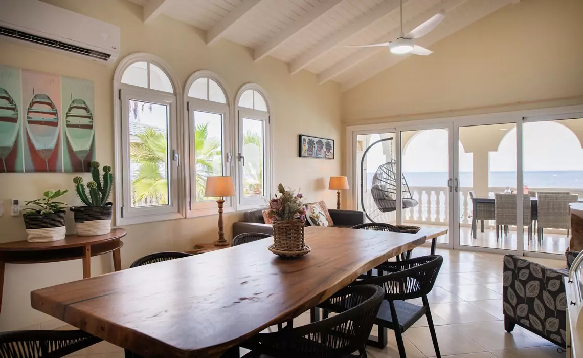 living room of marvelous three bedroom penthouse apartment named Dolphin Paradise by Curacao Luxury Holiday Rentals