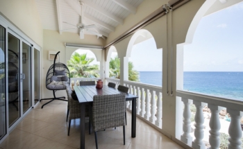 sea front terrace at marvelous three bedroom penthouse apartment named Dolphin Paradise by Curacao Luxury Holiday Rentals