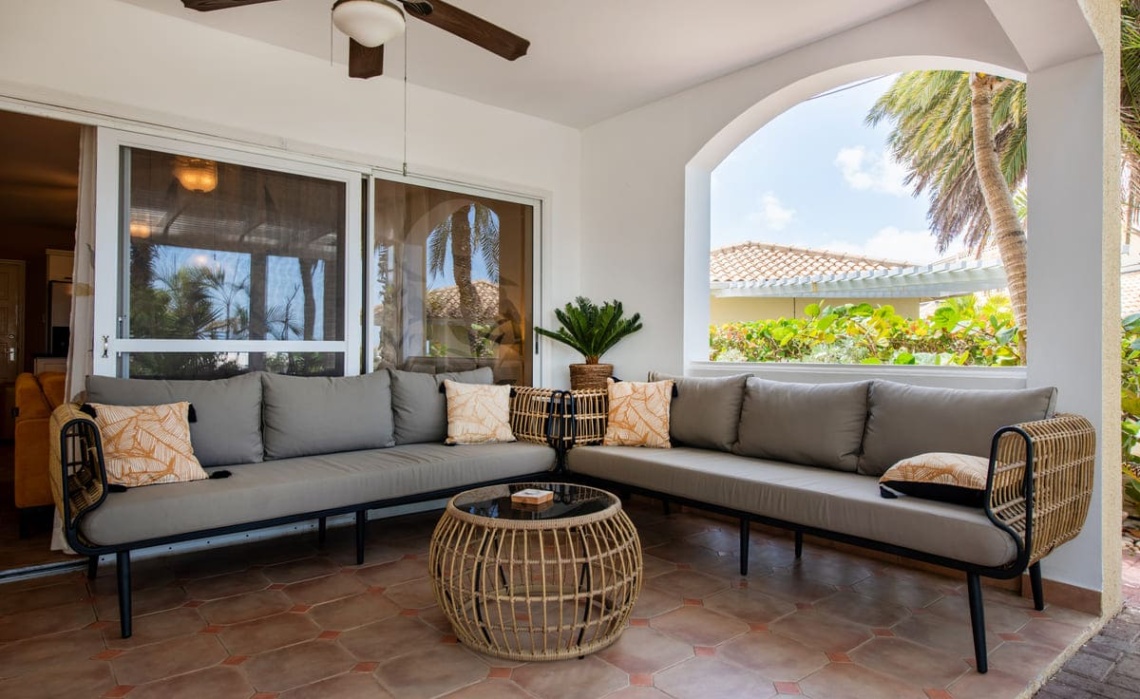 Terrace of the Portofino two‑bedroom apartment featuring two sofas