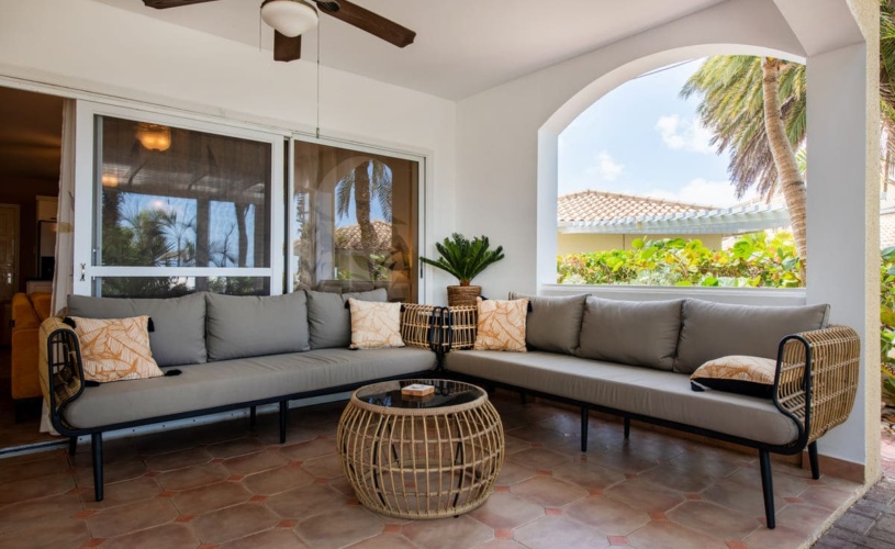 Terrace of the Portofino two‑bedroom apartment featuring two sofas